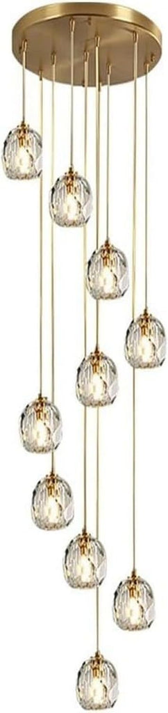 Chandelier Light Modern Chandelier Copper Crystal Pendant Light 47" Long Adjustable Ceiling Light for Living Room Staircase Hotel Ceiling Lighting Fixture(10 Head) A116-B0DHGP8BZQ