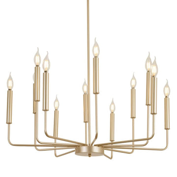 Modern Farmhouse Gold Chandelier, 12-Light