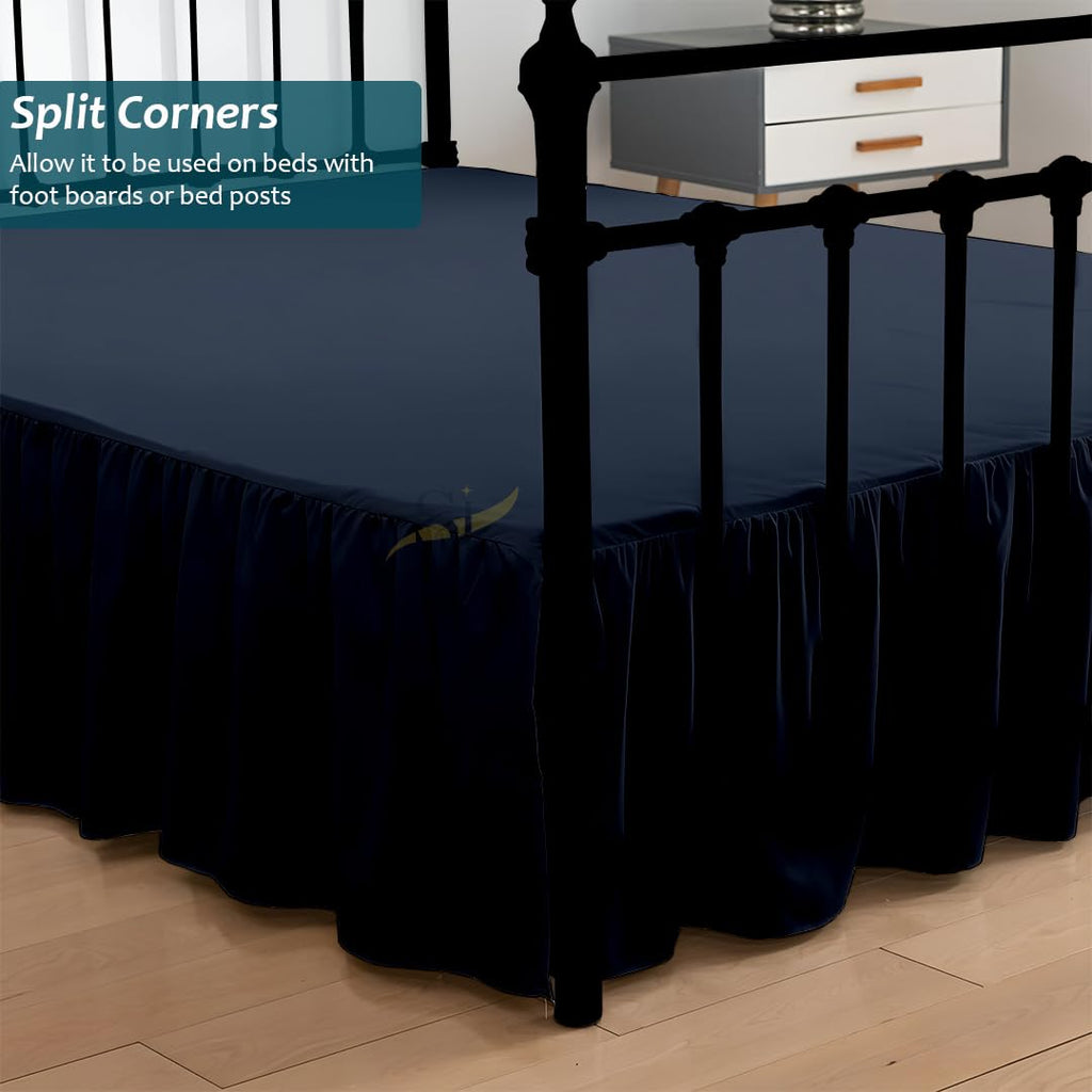 Ruffled Bed Skirt with Split Corners, Gathered Style, 100% Microfiber, 28-Inch Drop, Dust Ruffle Bedskirt with