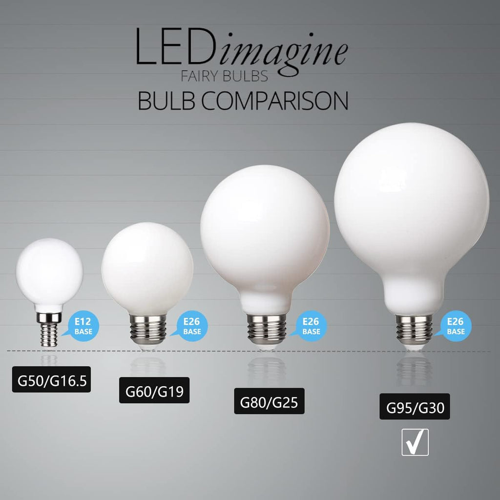 LED Edison Globe Light Bulbs, Warm White 2700K CRI90, 5W Equivalent 60W