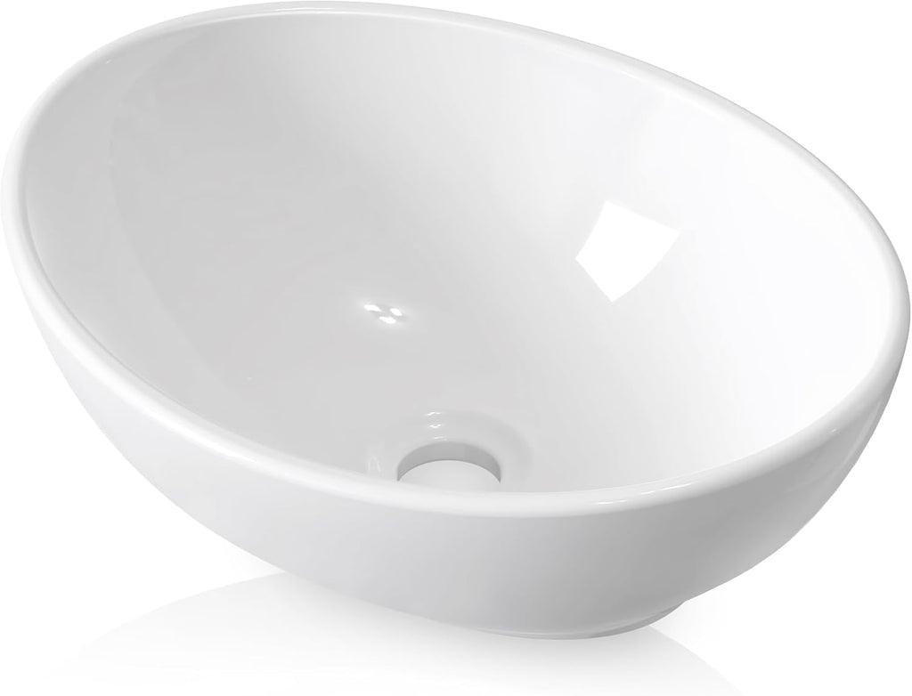 KES Bathroom Vessel Sink, 16" x 13" Oval Vessel Sink for Bathroom Vanity Countertop