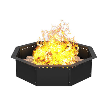 Smokeless Fire Pit Ring 28-Inch Outer 24-Inch Inner Diameter, Large Solid Steel Firepit Liner for Outside Wood
