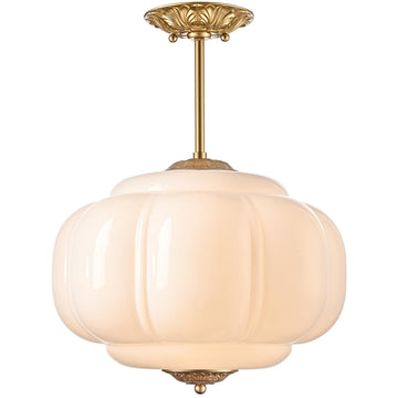 Vintage Milk Glass Ceiling Light, Antique White 15"