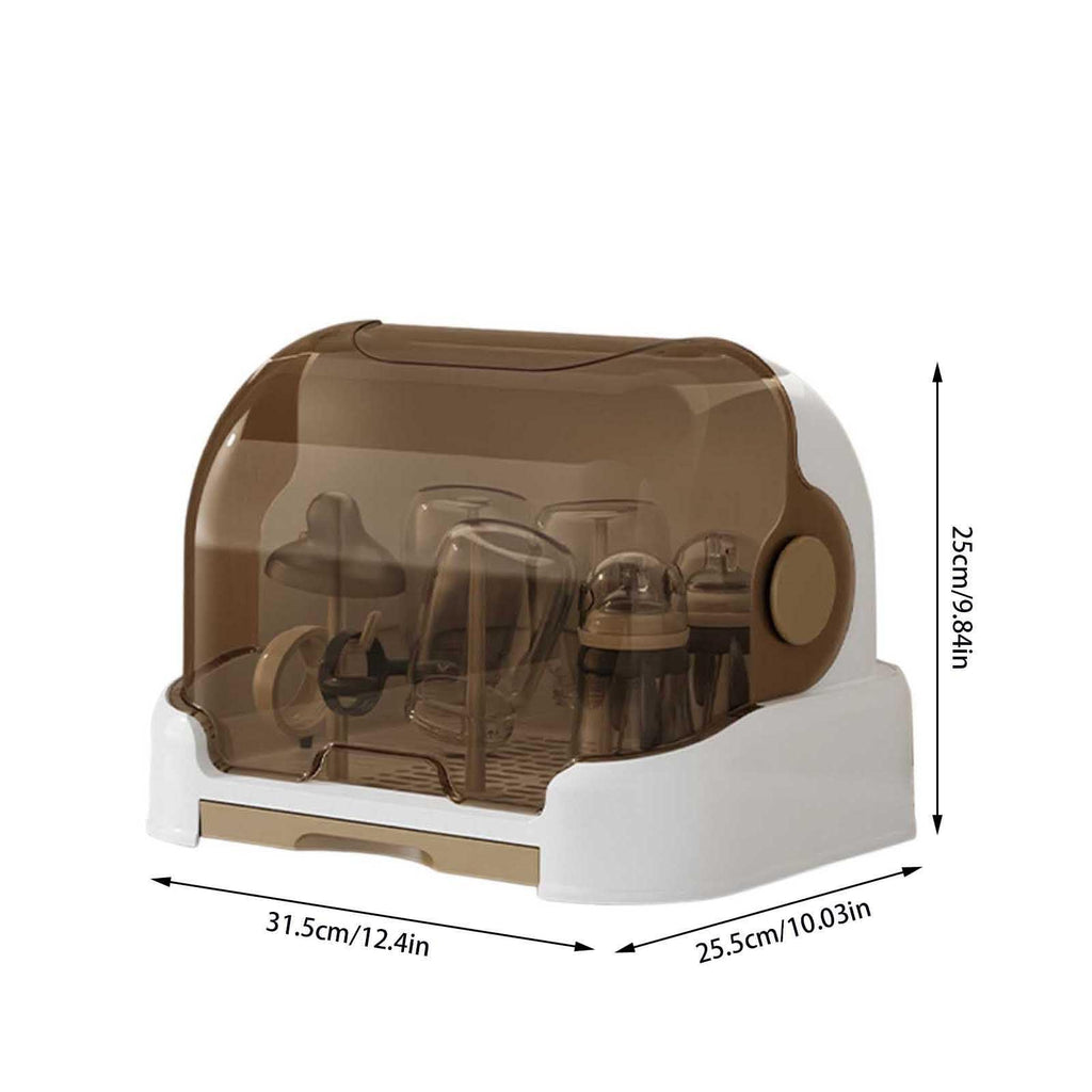 Baby Bottle Drying Rack with Lid,Baby Bottle Storage with Removable Drain,Tray Space Saving Infant Bottle Rack Dryer