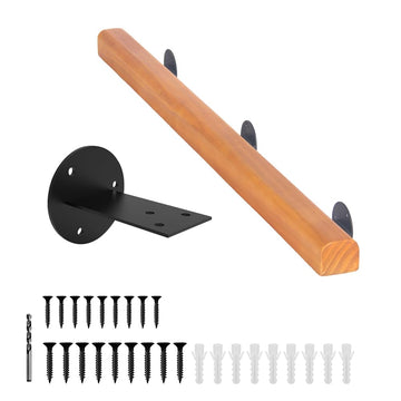 7FT Wood Stair Handrails Wall Mount, Single Piece Staircase Hand Railings