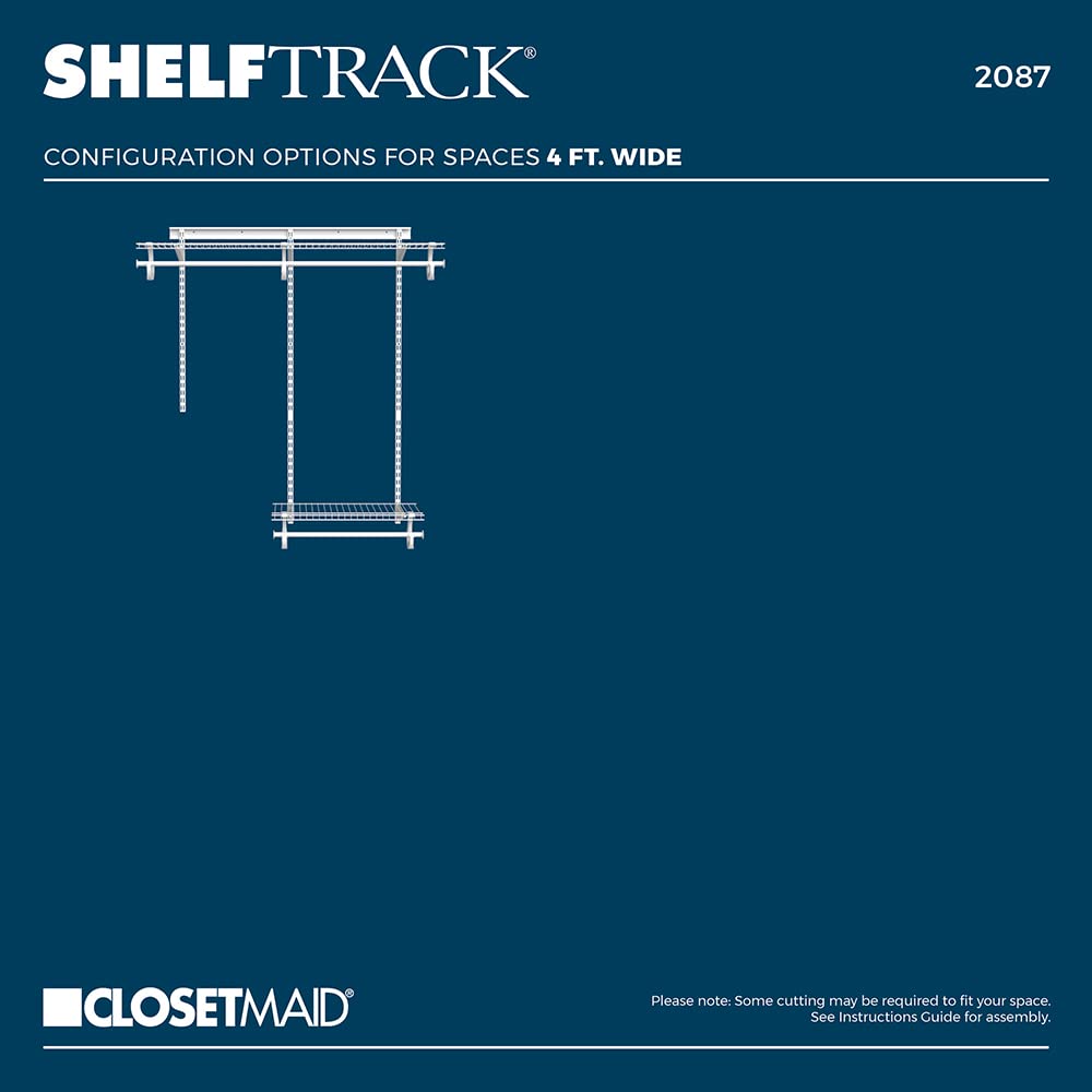 ShelfTrack Wire Closet Organizer System, Adjustable from 2 to 4 Ft., With Shelves, Clothes Rods, Hardware, Durable
