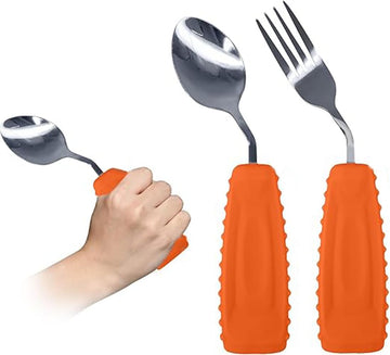 Adaptive Utensils, Weighted Angled Silverware, Parkinsons Aids, Angled Silverware Spoon and Fork Set for Elderly