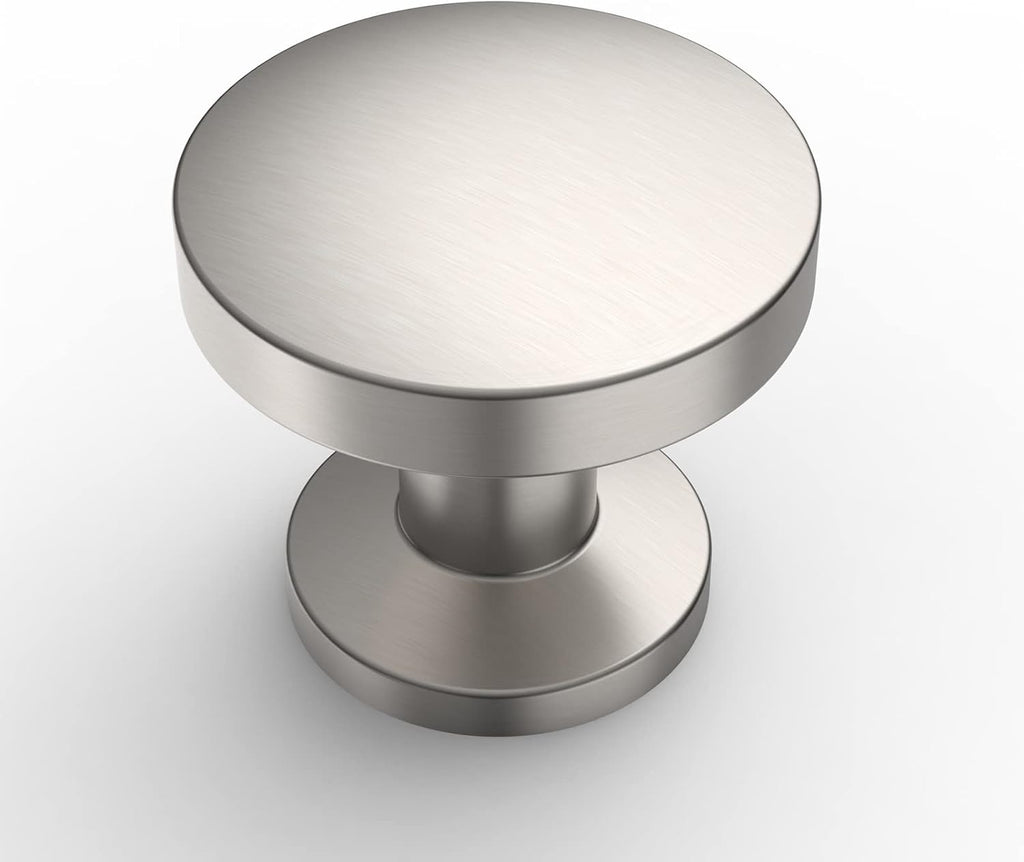 10 Pack Brushed Satin Nickel Cabinet Knobs 1.2 Inch(30mm) Single Hole Cabinet Handles Round Dresser Knobs Drawer Knob