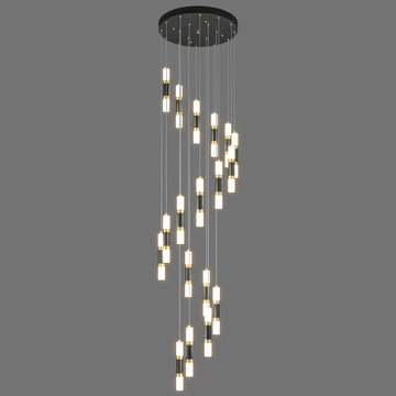 18-Light Modern Kitchen Island Black Gold Ceiling Pendant Light Dimmable LED 108W Staircase Large Chandelier Lobby