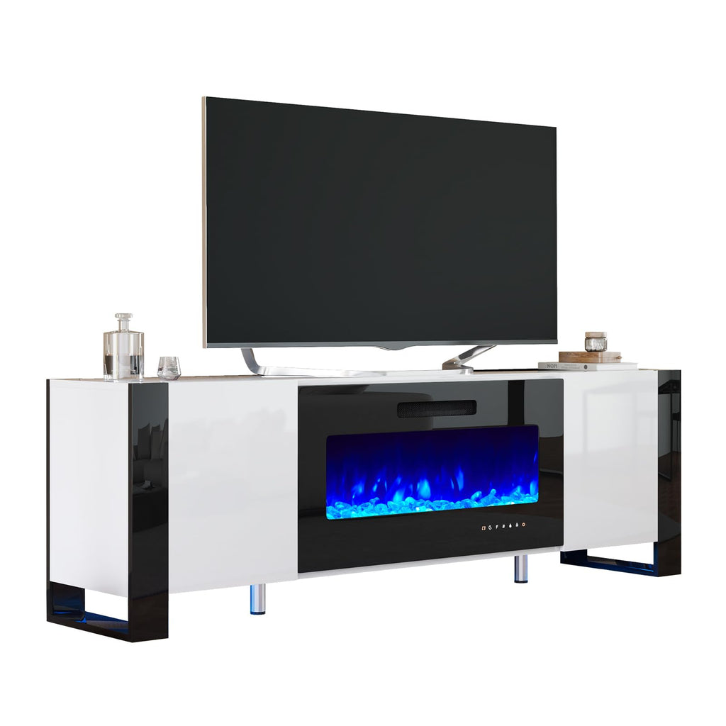 70" Modern with 36" Electric Fireplace
