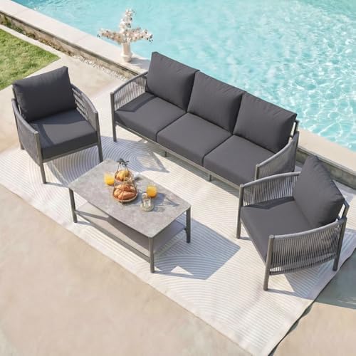 Aluminum Outdoor Patio Furniture Set | Charcoal for Backyard, Garden & Porch