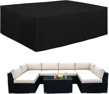 600D Heavy Duty Patio Furniture Cover, Outdoor Rectangular Table and Chair Set, Waterproof Sectional Set (110"L x