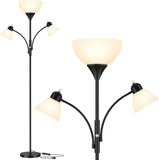 Torchiere Floor Lamps,72" Dimmable Lamp with 2 Adjustable Reading Lights, Black Tall Standing Room Lamp
