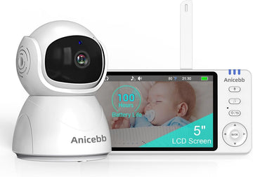 5" HD Video Baby Monitor with Camera and Audio, No WiFi Hack-Proof Security, Remote Pan-Tilt-Zoom, 100-Hour Battery