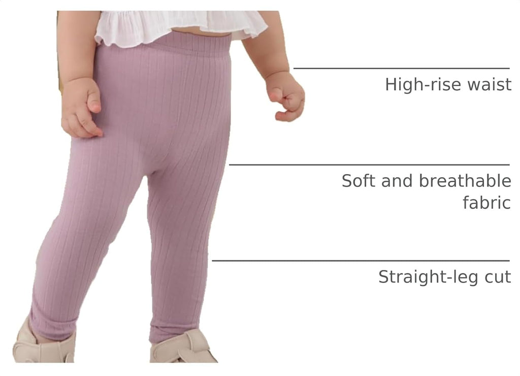 5 Pack Toddler Girl Leggings Ribbed Cotton Stretch Pants