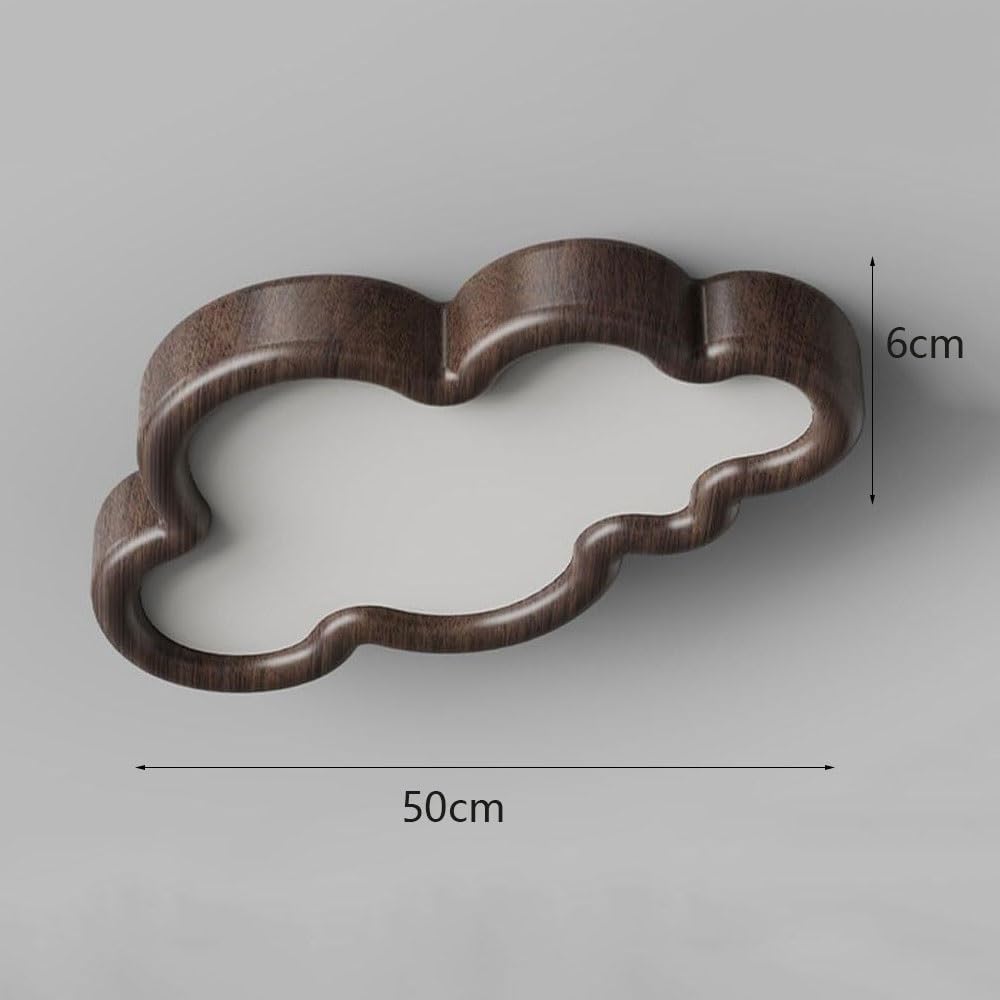 Modern Cloud LED Ceiling Light, Color Dimmable Flush Mount Lamp with Natural Wood Finish for Kids Bedroom Nursery