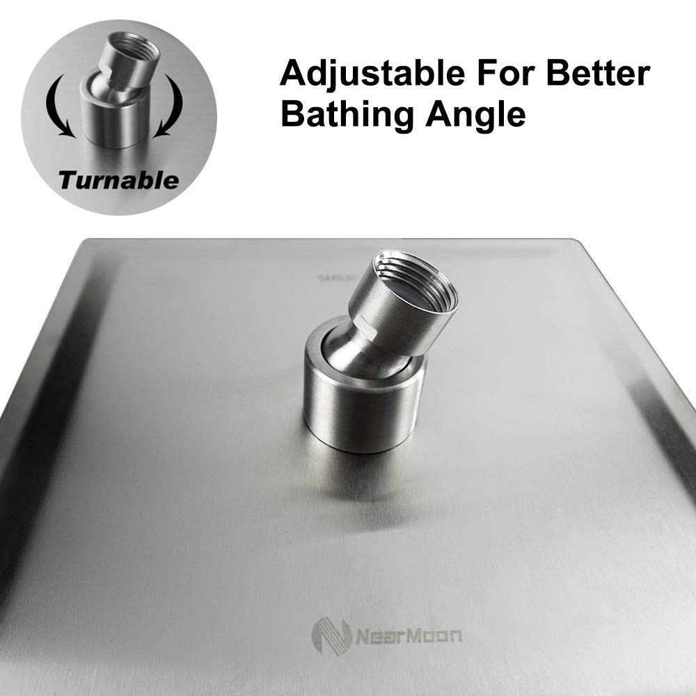 Rain Shower Head, High Flow Stainless Steel Square Rainfall Shower, High Pressure Design, Awesome Shower Experience