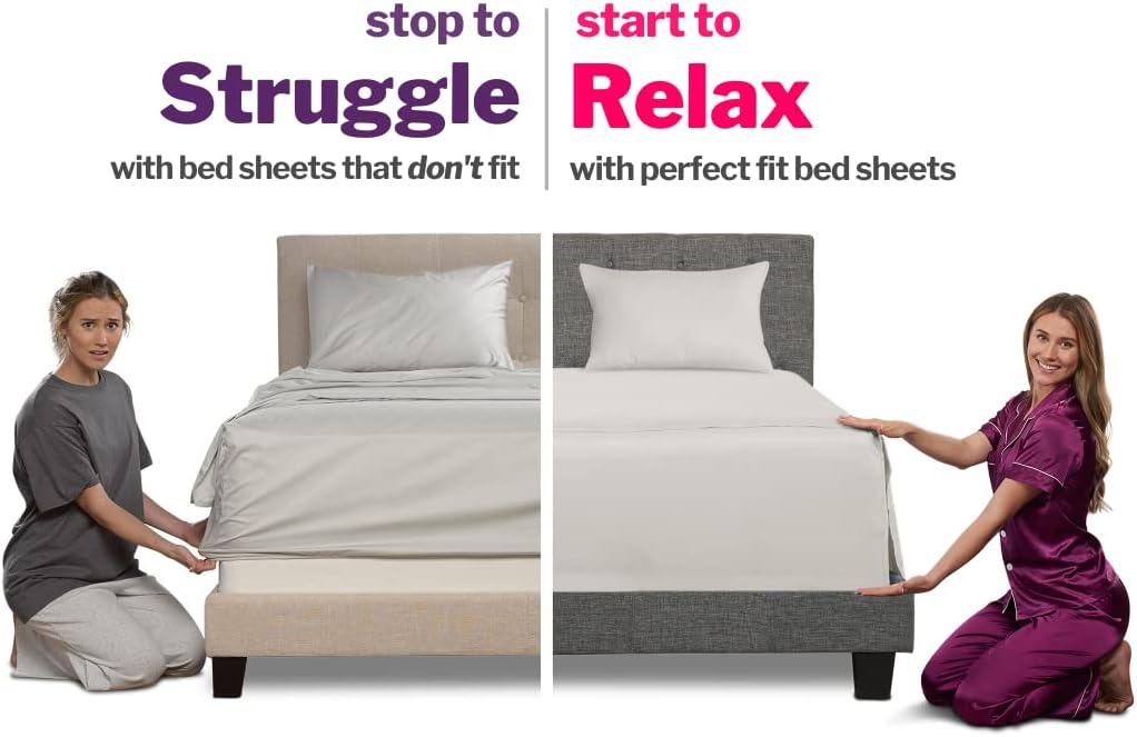 Deep Pocket King Sheets - King Sheet Sets with Zippered Pillowcases - 18 Inch Deep Pockets - Fitted & Oversize Flat