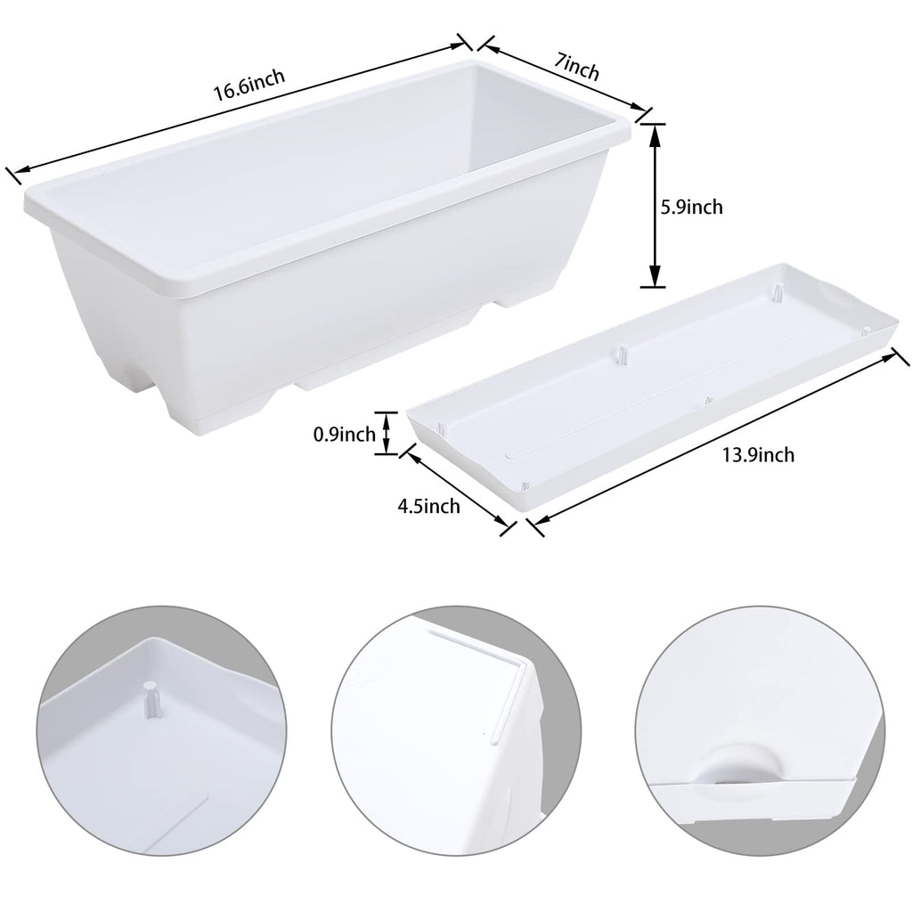 Window Box Planter, 7Pack Plastic Vegetable Flower Planters Boxes