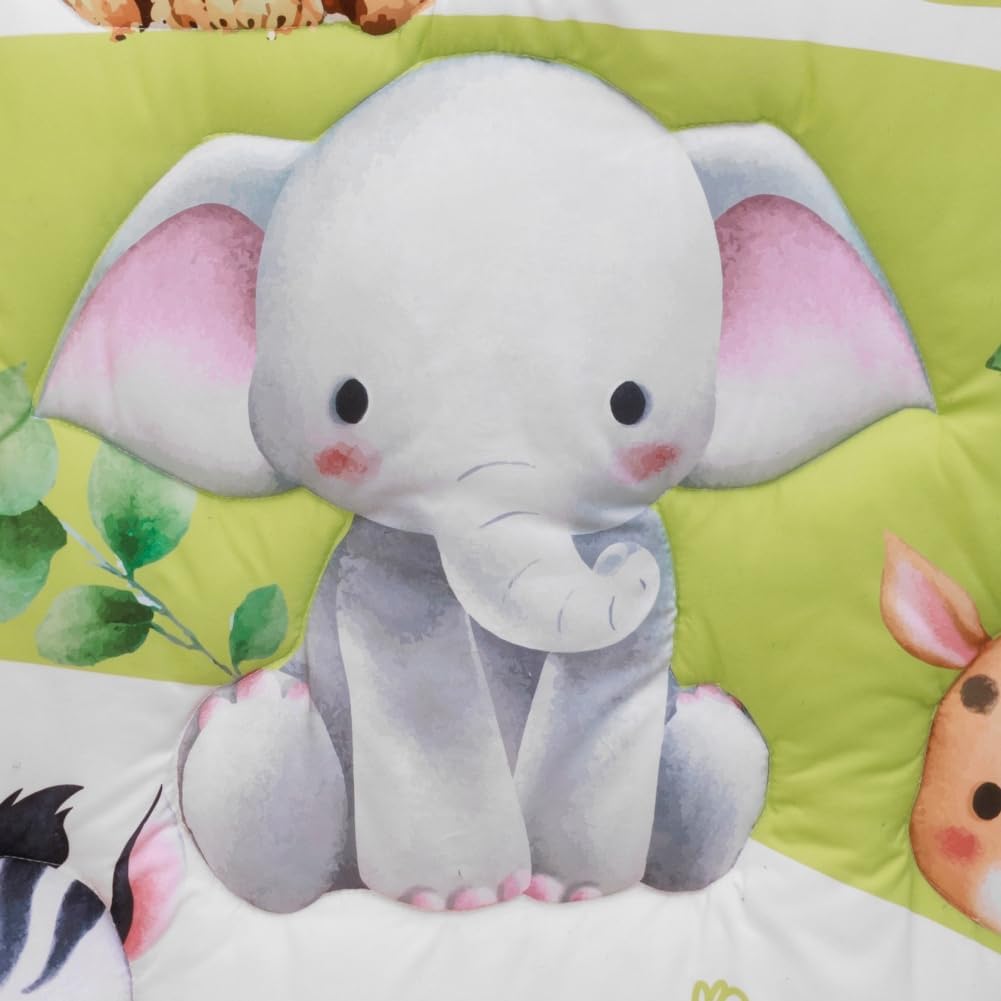Baby Crib Bedding Set Safari Neutral Crib Nursery Comforter Bed Sets Decor with Fitted Crib Sheet, Comforter and Bed