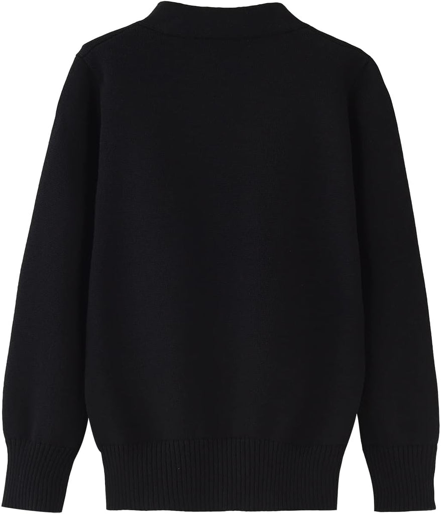 Unisex Boys Girls Cardigans Sweater V-Neck Long Sleeve School Uniforms Button Knit Tops