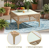 7-Piece Wicker Outdoor Patio Furniture Set | Beige with Thick Cushions for Backyard, Garden & Porch