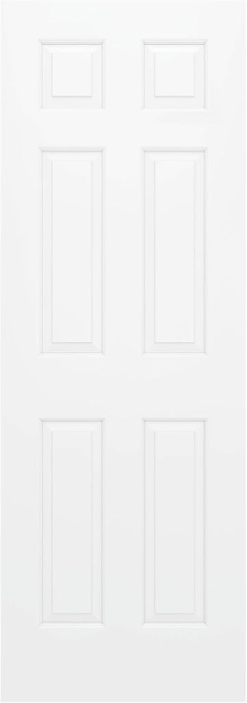 28"x80" Raised 6-Panel Textured White Primed Hollow Core Interior Molded Door Slab, NOT Pre-drilled and NOT Included