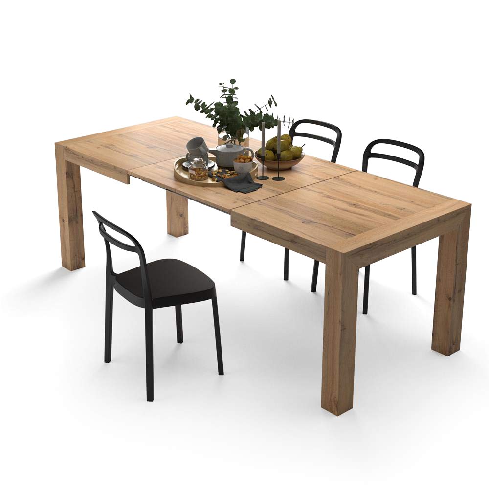 Iacopo Extendable Dining Table, 55, 1(86, 6) x35, 4 in, Rustic Oak, for 6-10 People, Expandable Dining Table, Italian