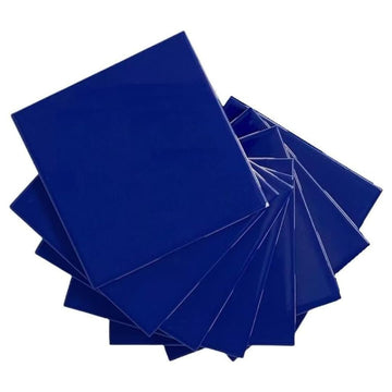 4.25x4.25 Inch Glossy Cobalt Blue Ceramic Wall Tile by - Box of 10 Pieces (1 Sq Ft) Backsplash, Bathroom, Shower &