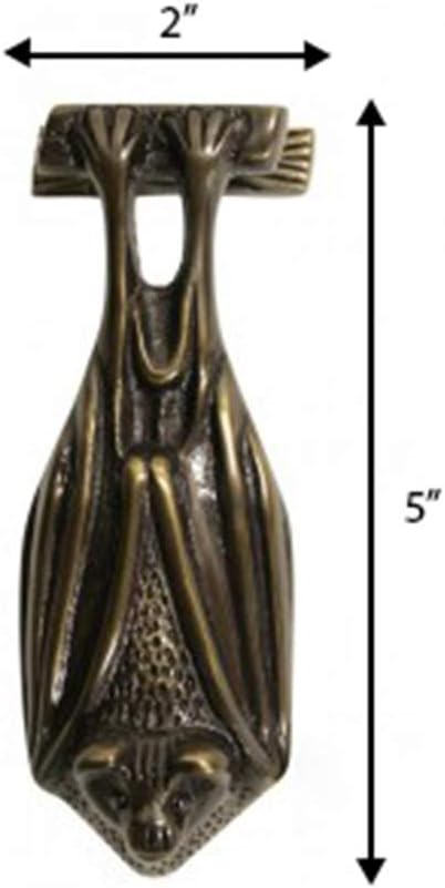 Bat Door Knocker Solid Brass Antique Finish 5 Inch Decorative Front Door Hardware with Mounting Screws