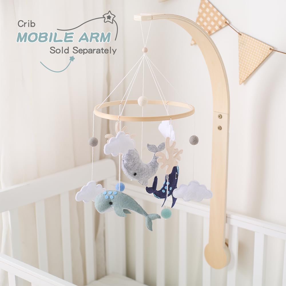 Montessori Baby Mobile for Crib Ocean Animals Crib Mobile Woodland Nursery Decor Soothe Toys for Ceiling Hanging Felt
