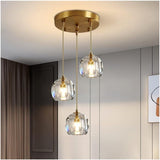Chandelier Light Modern Chandelier Copper Crystal Pendant Light 47" Long Adjustable Ceiling Light for Living Room Staircase Hotel Ceiling Lighting Fixture(3 Head) A116-B0DHGP5VYM