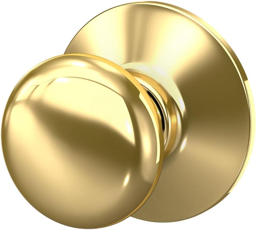 Plymouth Hall/Closet Passage Door Knob, Bright Brass