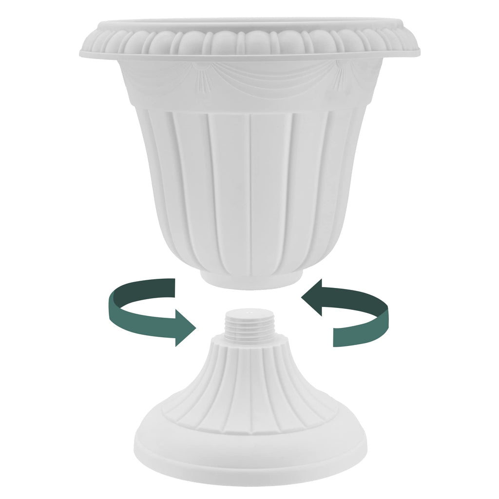 Large 16x18" Classic Traditional Plastic Urn Planter, Indoor/Outdoor Garden Plant Pot Garden Décor, Brushed Copper