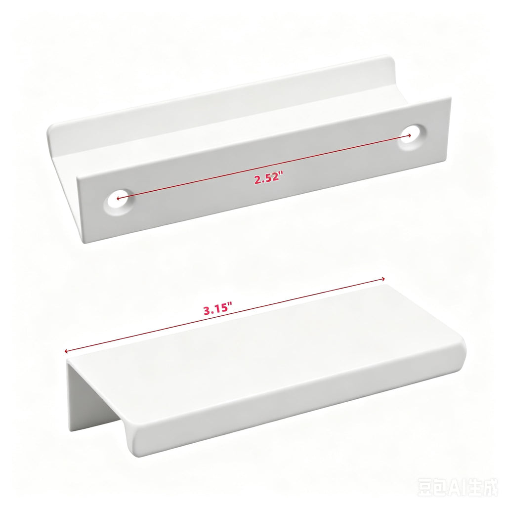 3.15 Inch Finger Pull 10Pcs, 2.52 Inch Hole Centers, Aluminum Alloy, White