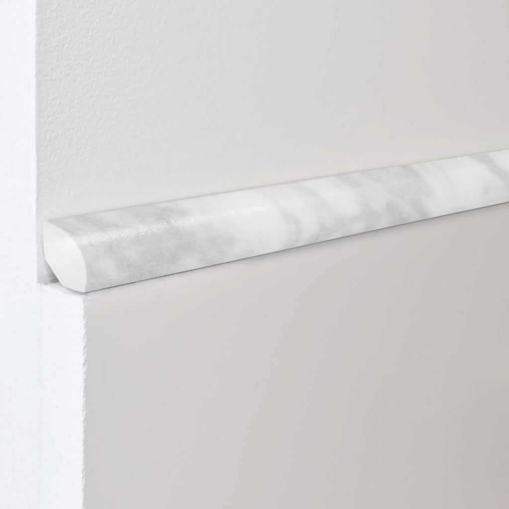 Carrara White Marble Quarter Round Tile, 3/4" x 12" Honed Natural Stone Marble Tile Edge Trim Molding