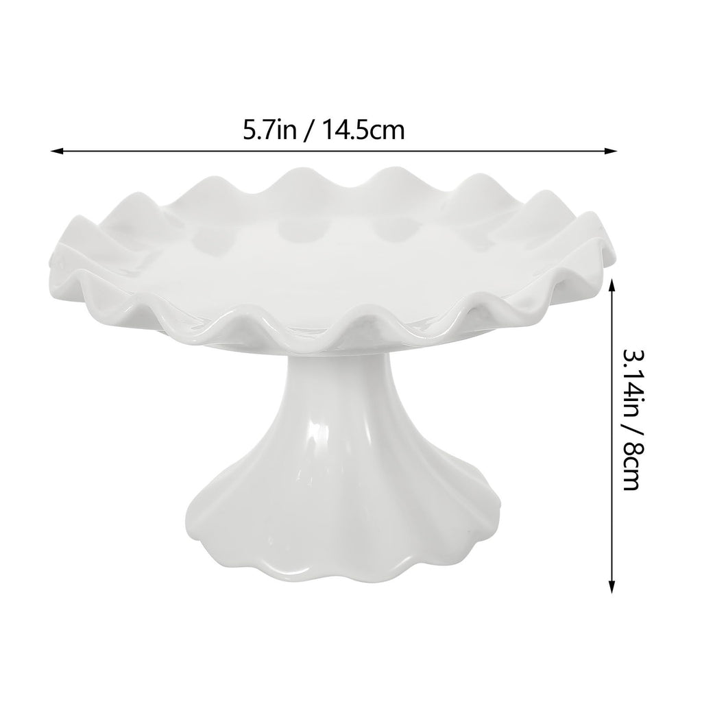 Ceramic Cake Stand Decorative Pedestal Dessert Display Plate with Scalloped Edge 5.70 X 5.70 X 3.54 in for Cupcakes