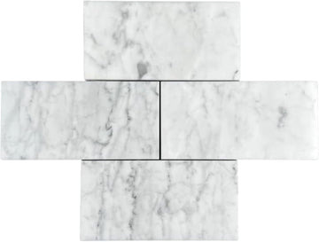 Classic Carrara Glossy 3x6 Marble Subway Wall Tile Shower Walls Kitchen Backsplash Durable Case Coverage 9.68 Sq Ft