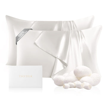 22 Momme Mulberry Silk Pillowcase Set, 2 Pcs, Pearl White