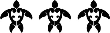 Tribal Turtle Step Marker (Set of 3) Porcelain Swimming Pool Mosaic (4" x 4", Black)