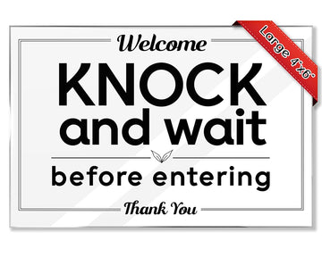 Essentials for Hosts - "Welcome, Please Knock and Wait Before Entering - Thank You!" - 4"x6" Acrylic Sign with