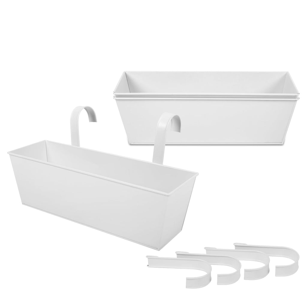 16 Inch Railing Planters Box Metal Hanging Flower Pot 3 Pcs