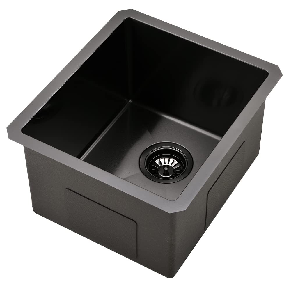 15x17 Inch Black Undermount Stainless Steel Bar Sink