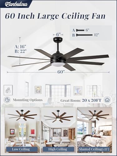 60" Ceiling Fan with LED Light and Remote - Classic Black