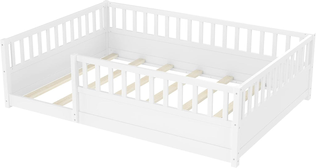 Full Size Montessori Floor Bed with High Rails
