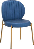 Amoa Contemporary Golden Metal Legs with Velvet Upholstered Dining Chairs Set of 2, Blue