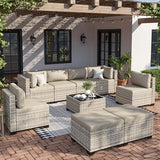 9-Piece Wicker Outdoor Patio Furniture Set | All-Weather Resistant for Backyard, Garden & Porch