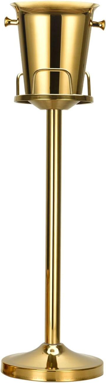 Champagne Bucket with Stand,Ice Bucket with Stand Stainless Steel Bucket Wine Chiller On Stand 12Lb Hammered Tall Ice