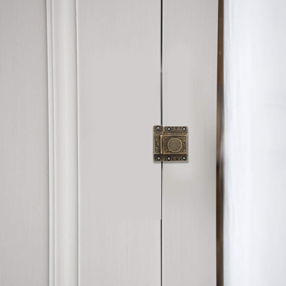 Set of 1 Solid Brass Cabinet Latch, Latch with Flower Knob - A29Hardware