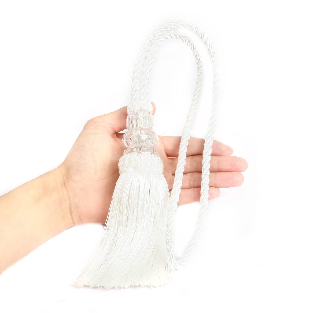 Curtain Tiebacks with Tassel, White - 6 Pack